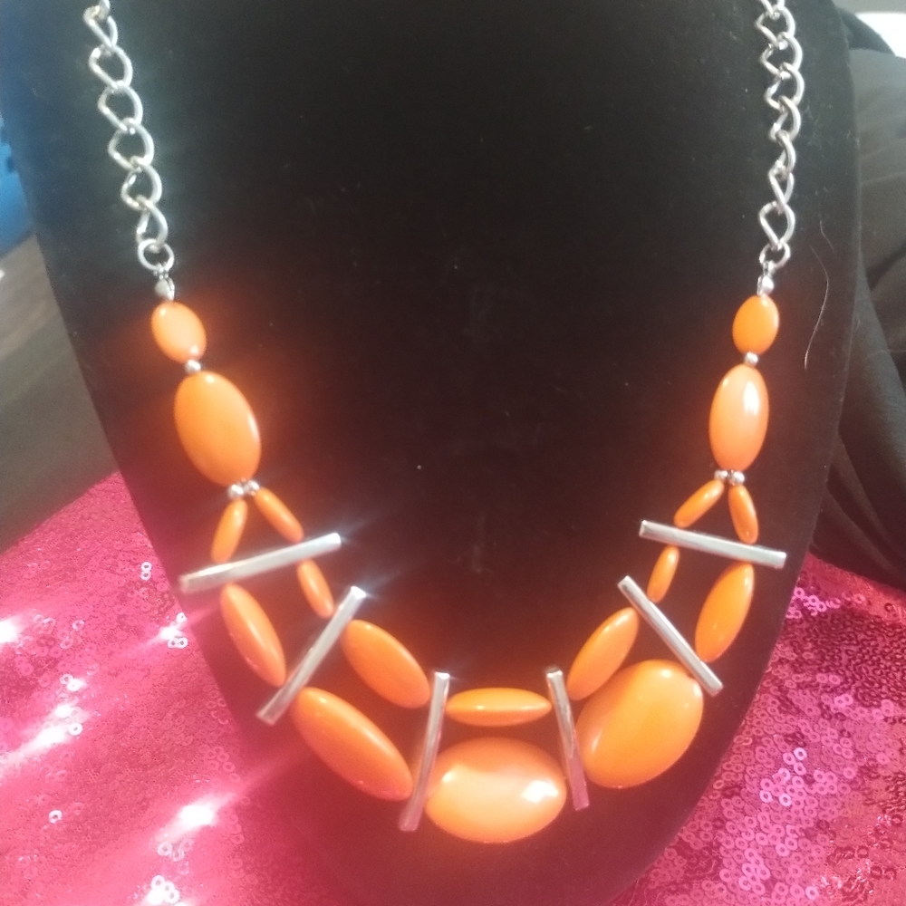 Paparazzi Silver/orange Necklace 🧡